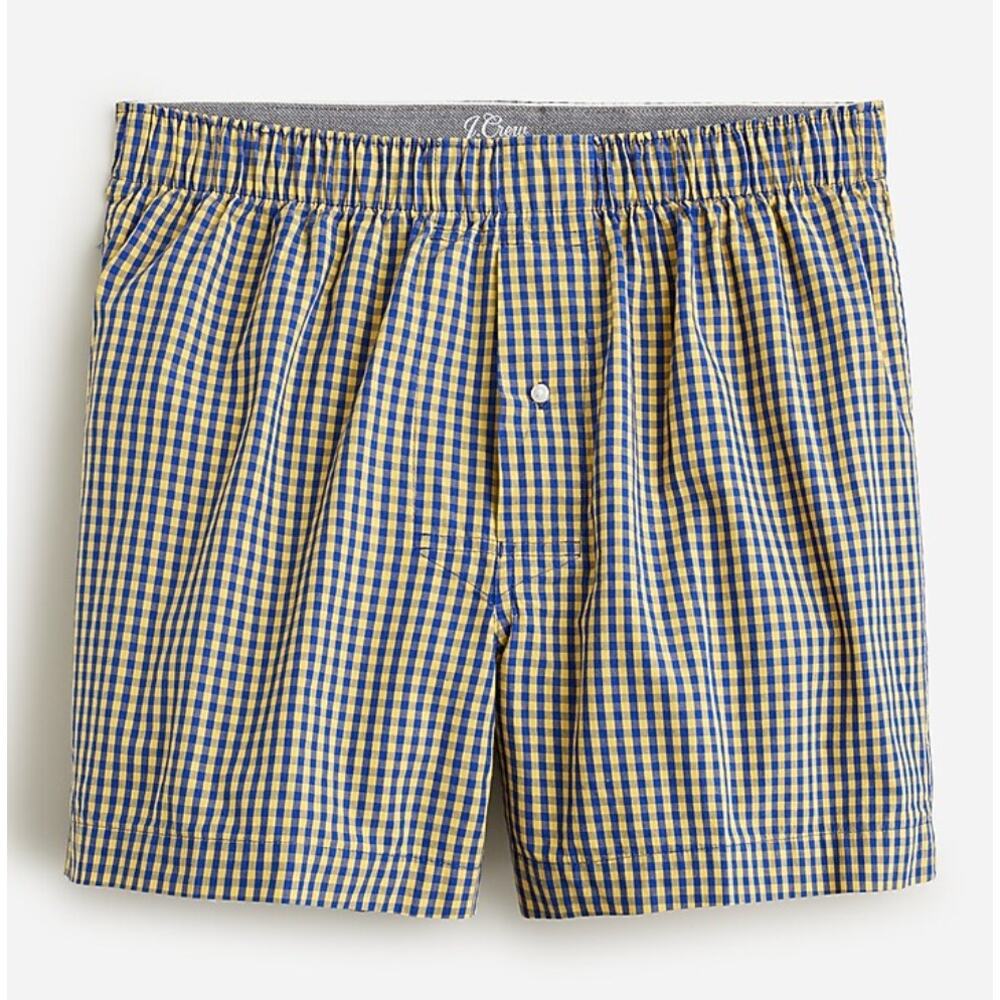 J.Crew | NWT Blue‎ Yellow Gingham Cotton Boxers | Men's Size L
